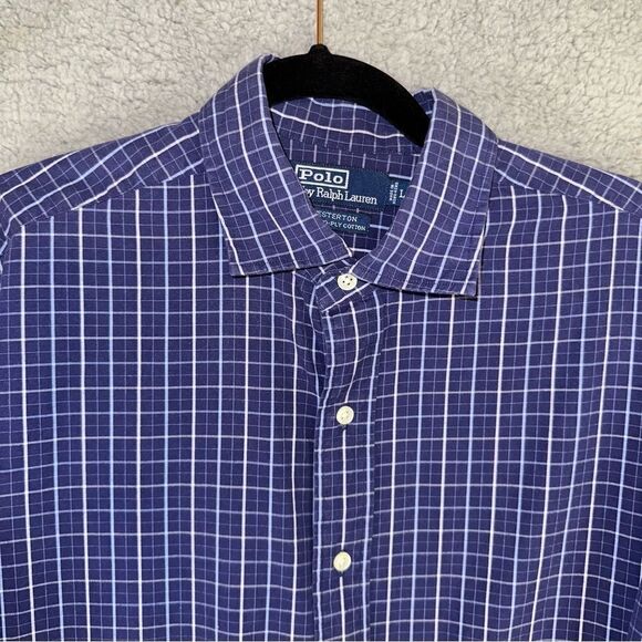 Polo by Ralph Lauren Shirt Westerton Mens Large Blue Plaid Vintage Button Up Off - Picture 3 of 8